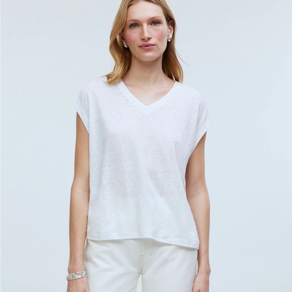 Madewell Relaxed V-Neck Tee eyelet white - Picture 1 of 6